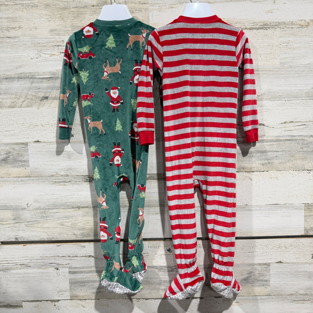 Carter's Just One You Footed Pajamas Kids 2T Green Red Fleece Christmas Holiday4
