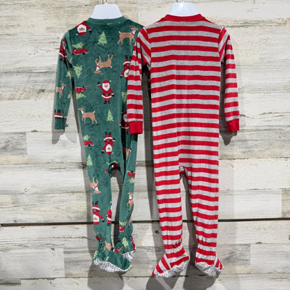 Carter's Just One You Footed Pajamas Kids 2T Green Red Fleece Christmas Holiday4