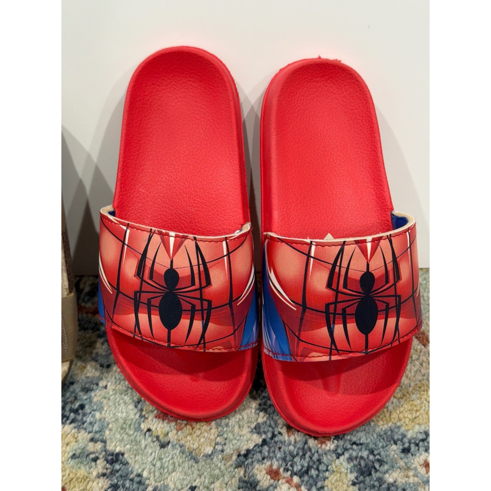 Wonder Nation Spider-Man Sandal Slide Bundle Boys 12 Red Tan Casual EUC4