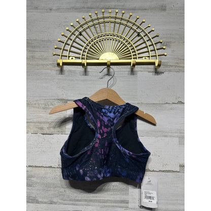 BCG Sports Bra Girls S Purple Colorful Cheetah Galaxy Racerback NWT1