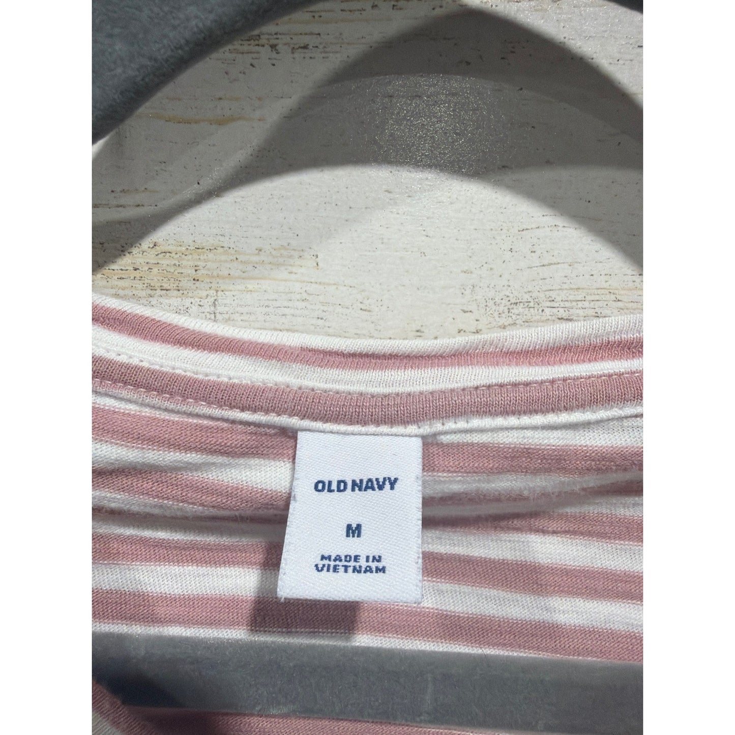 Old Navy T-Shirt Dress Women Medium Rose Striped Cotton Coastal EUC1