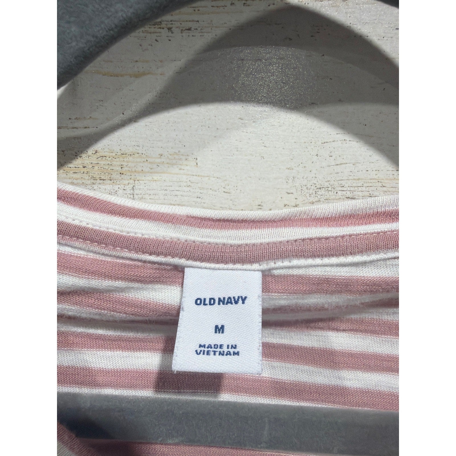 Old Navy T-Shirt Dress Women Medium Rose Striped Cotton Coastal EUC1