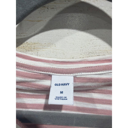 Old Navy T-Shirt Dress Women Medium Rose Striped Cotton Coastal EUC1