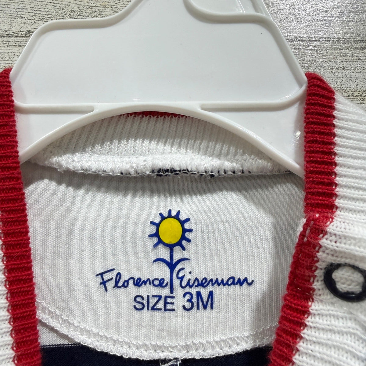 Florence Eiseman Romper Boys 3M Navy Stripe Dinosaur Camping Preppy EUC2