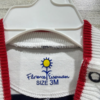 Florence Eiseman Romper Boys 3M Navy Stripe Dinosaur Camping Preppy EUC2