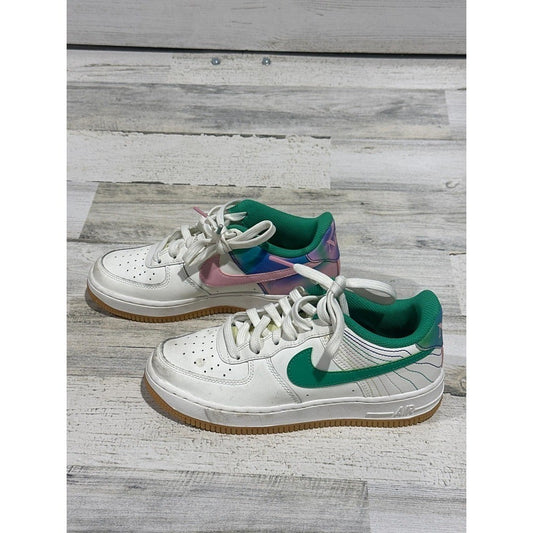 Nike Air Force 1 LV8 Kids Size 4 Youth White Green Pink Iridescent Gum Sole GUC0