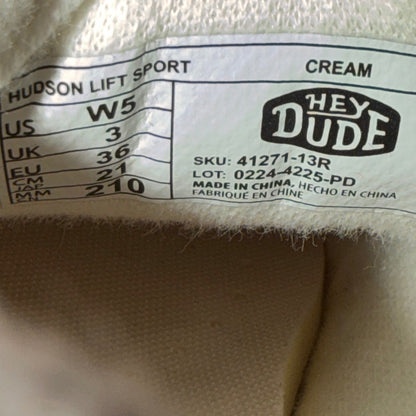 Hey Dude Hudson Lift Sport Kids W5 Cream Platform Sneaker Casual GUC7