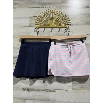 Vineyard Vines All In Motion Skort Lot Girls 10-12 Pink Navy Striped Sporty GUC*0