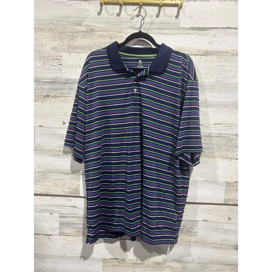 Bollé Golf Polo Shirt Men XXL Navy Blue Striped Tech Golfcore EUC0