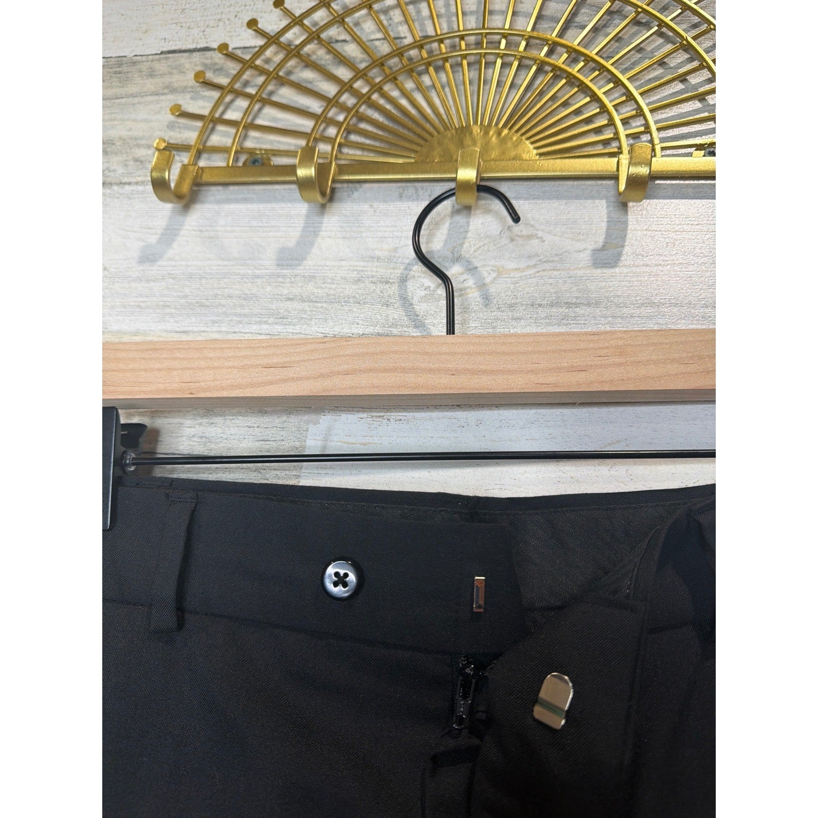 Stafford Travel Dress Pants Mens 36x30 Black Classic Fit Wrinkle Free EUC3