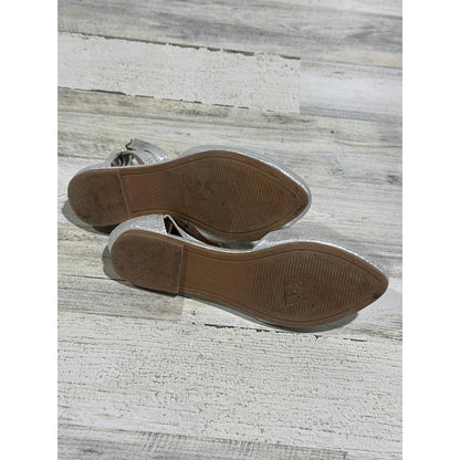 Nerteo Glitter Flats Girls Size 3 Silver Ankle Strap Princesscore EUC1