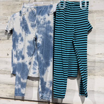 KicKee Pants Pajama Set Lot Boys Size 6 Blue Tie Dye Striped Bamboo GUC*7