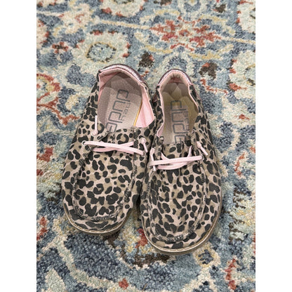 Hey Dude Wendy Shoes Girls Y3 Leopard Pink Animal Print Casual Boho1