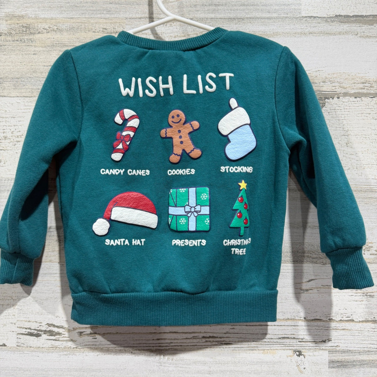 Bluey Sweatshirt Kids 18M Teal Christmas Wish List Holiday EUC4