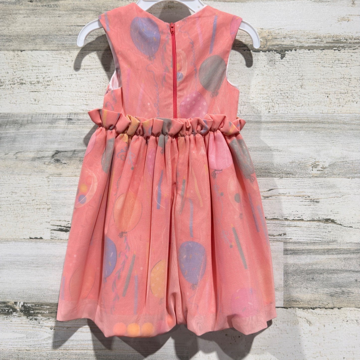 Mon Sucre Balloon Print Dress Girls Size 1 (12m) Pink Mesh Party Whimsical NWT4