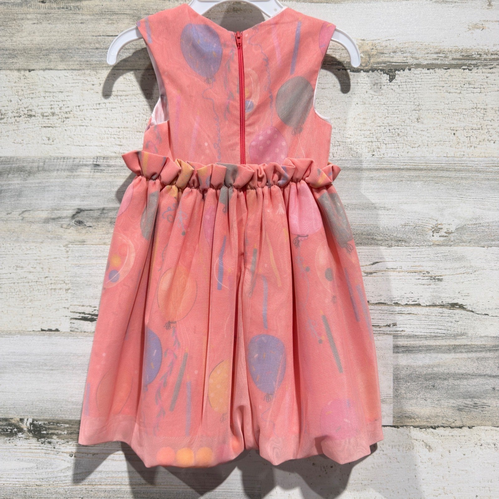 Mon Sucre Balloon Print Dress Girls Size 1 (12m) Pink Mesh Party Whimsical NWT4