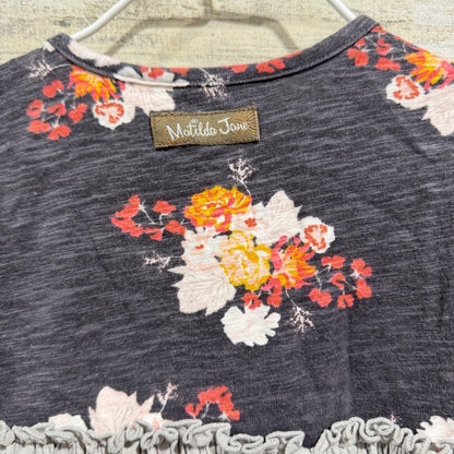 Matilda Jane Joanna Gaines Dress Set Girls 12-18M Grey Floral Ruffle EUC5