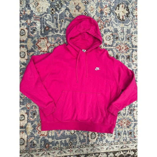 Nike Sportswear Club Fleece Hoodie Women XXL Pink Futura Logo Pullover EUC0