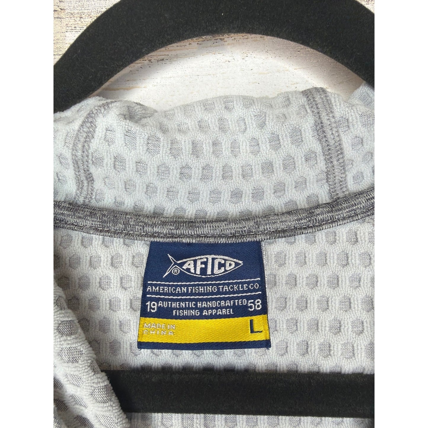 AFTCO Samurai Sun Protection Hoodie Men Large Gray Performance Fishing EUC2