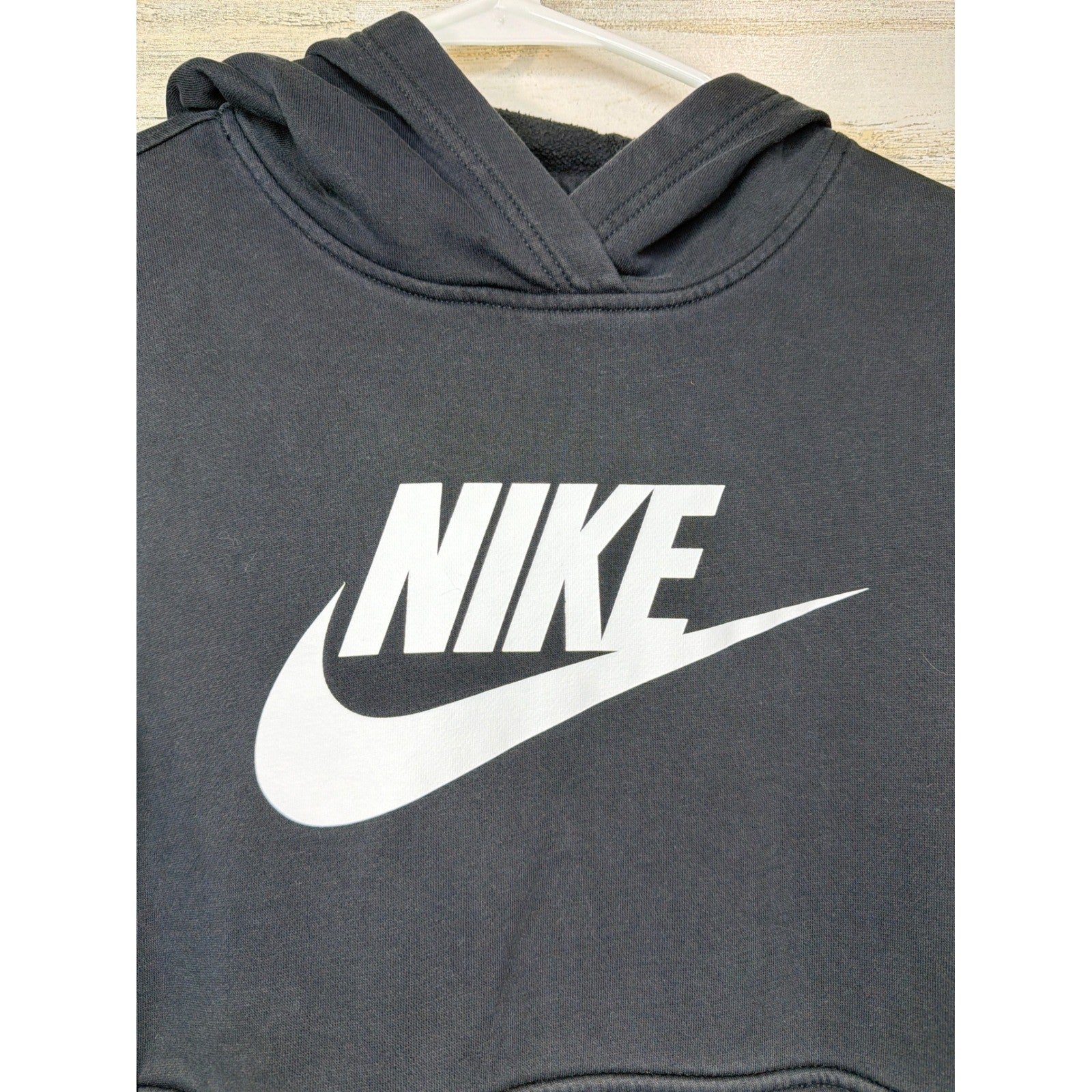 Nike Hoodie Youth Large Black Swoosh Logo Pullover Sportswear EUC1