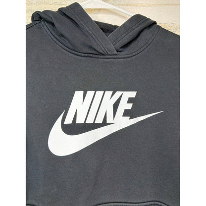 Nike Hoodie Youth Large Black Swoosh Logo Pullover Sportswear EUC1