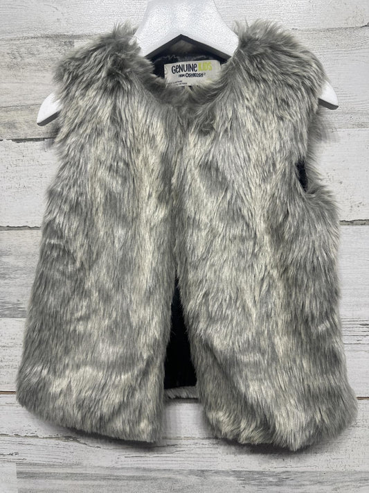Genuine Kids OshKosh Faux Fur Vest Girls 4T-5T Grey Soft Plush Layer EUC0