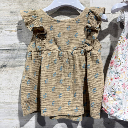 Tommy Bahama Serendipity Floral Top Tunic Lot Girls 4T Pink Tan Cotton EUC7