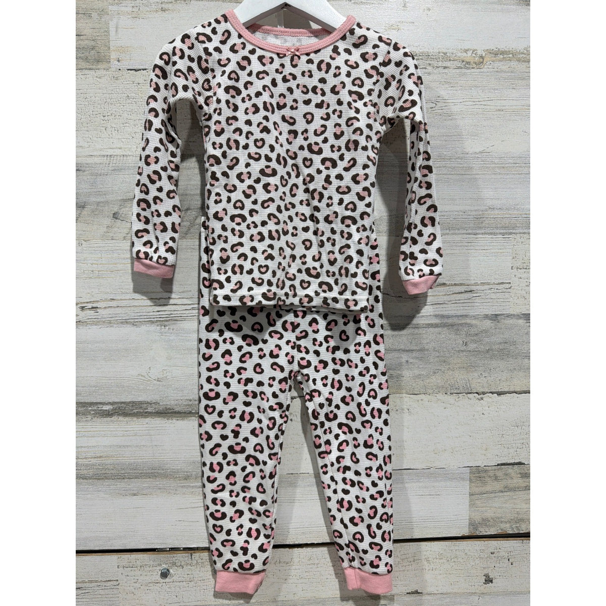 Jessica Simpson H&M Bundle Girls 2T Pink Leopard Corduroy Pinafore Pajamas EUC4