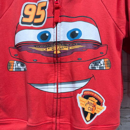 Disney Cars Hoodie Boys 4T Red Lightning McQueen Piston Cup Racing EUC1