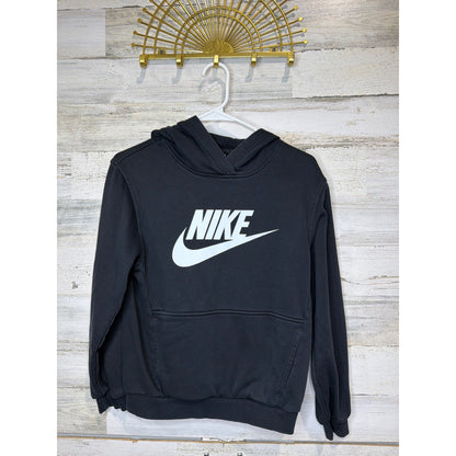 Nike Hoodie Youth Large Black Swoosh Logo Pullover Sportswear EUC0