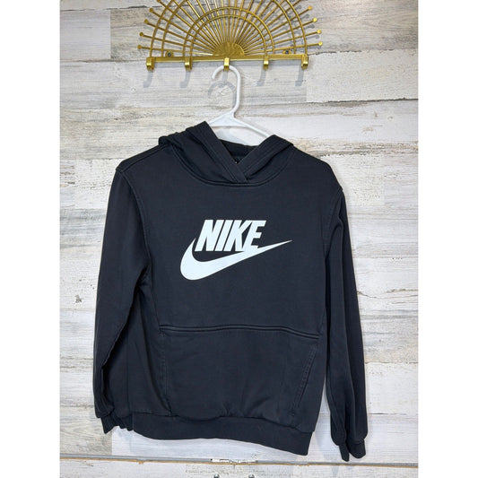 Nike Hoodie Youth Large Black Swoosh Logo Pullover Sportswear EUC0