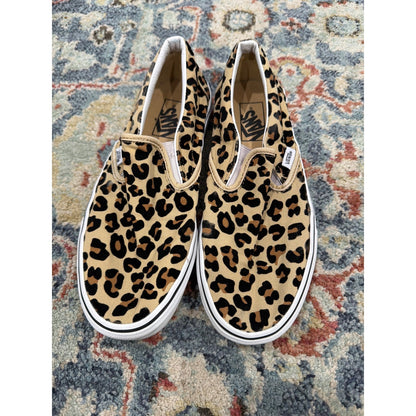 Vans Slip On Shoes Women Size 9 Leopard Print Canvas Skater Streetwear EUC1