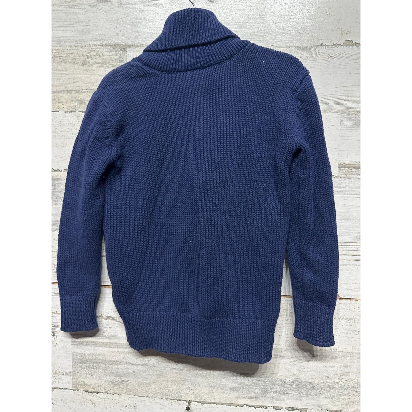 Gap Sweater Kids XS 4-5 Navy Blue Fair Isle Shawl Neck Button Pullover EUC3