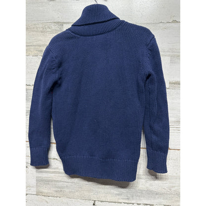 Gap Sweater Kids XS 4-5 Navy Blue Fair Isle Shawl Neck Button Pullover EUC3