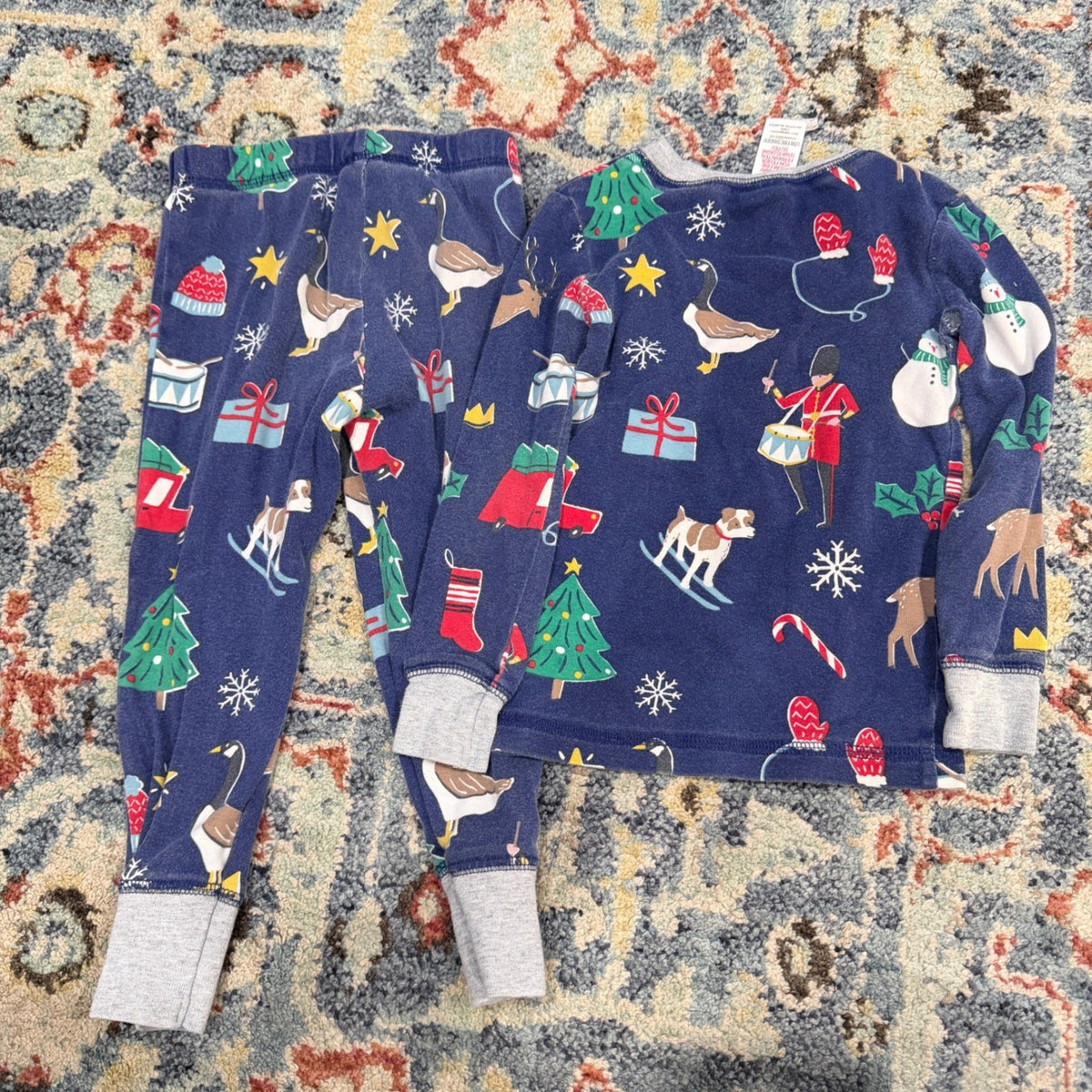 Mini Boden Pajamas Boys 3Y Blue Christmas Dog Nutcracker Holiday *Flawed6
