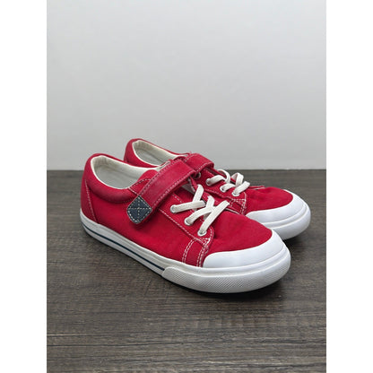 FootMates Canvas Sneakers Boys Size 1 Red Hook Loop Strap Classic0