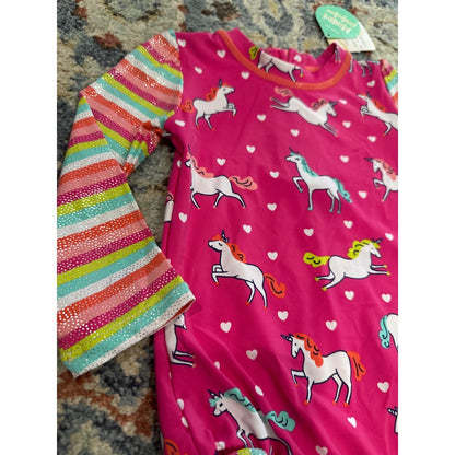 Hatley Swimsuit Girls 6-9m Pink Unicorn UPF 50 Long Sleeve Rashguard NWT1