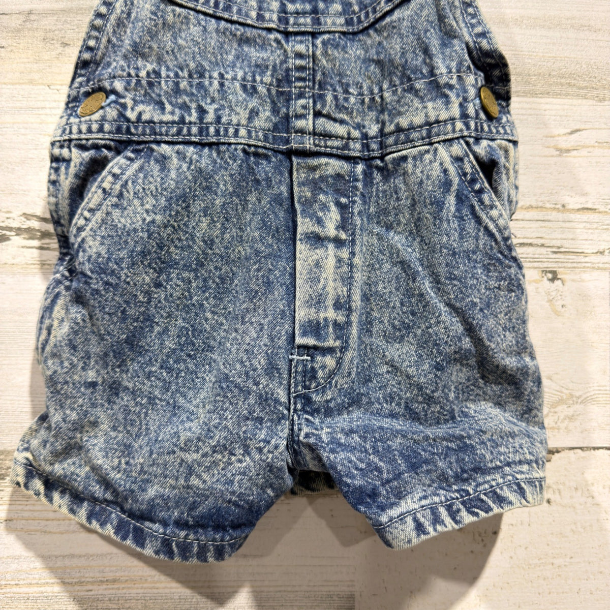 Vintage OshKosh B'gosh Vestbak Shortalls Kids 3T Blue Acid Wash Denim3