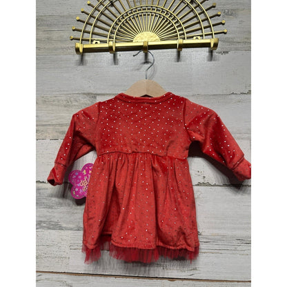Delia's Girl Long Sleeve Dress Girls 0-3M Red Polka Dot Velvet Holiday NWT3