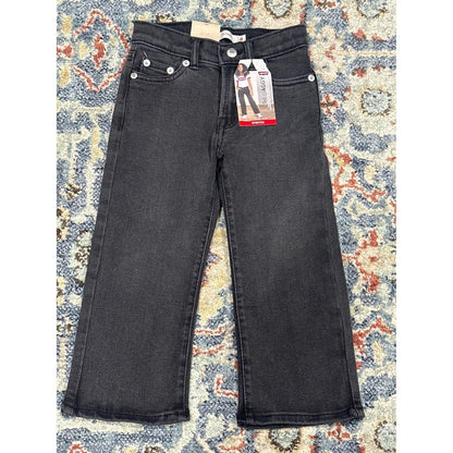 Levi's '94 Baggy Jeans Girls Size 4 Black Straight Leg Adjustable Waist NWT0