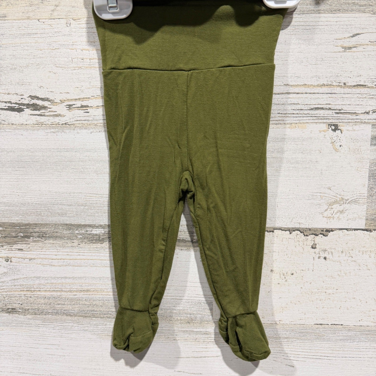 Lou Lou and Company Henley Set Kids Newborn Olive Green Ribbed Boho EUC3