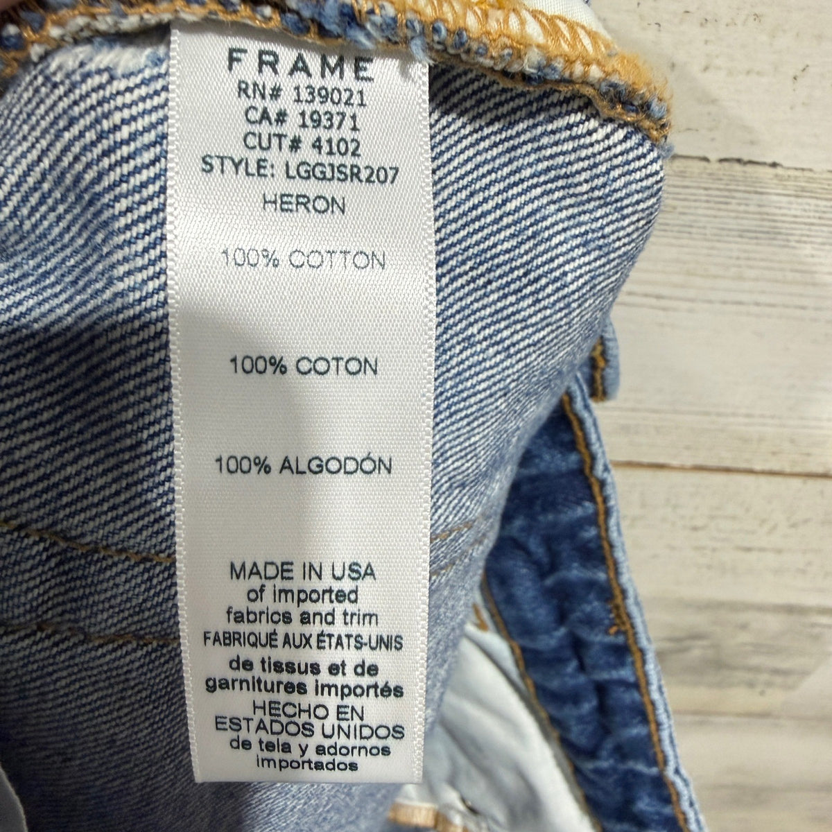 FRAME Le Grand Garcon Denim Shorts Women 23 Blue 100% Cotton Distressed Heron6