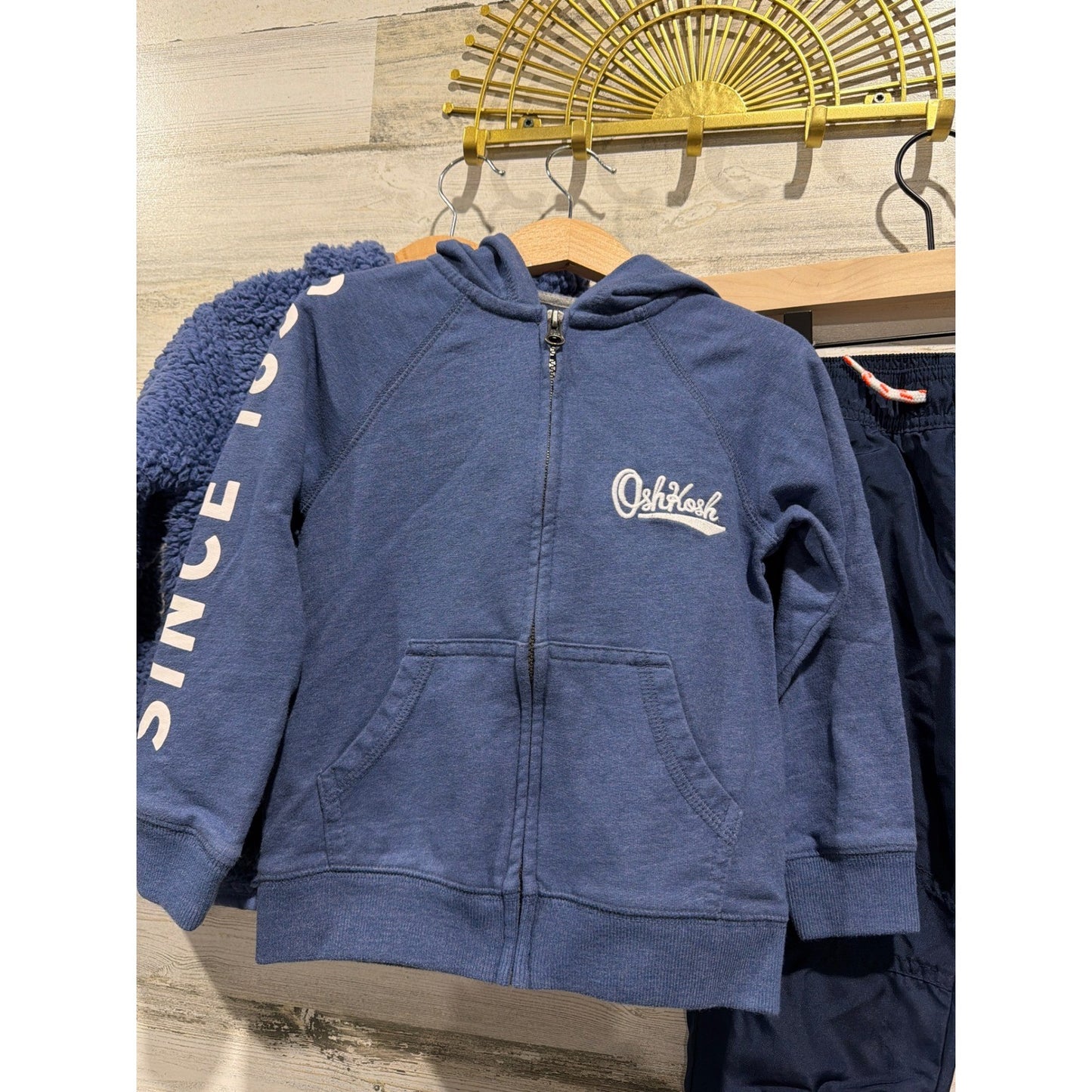 Magellan OshKosh Boys 4T Blue 4pc Bundle Fleece Long Sleeve Jacket Joggers Lot2