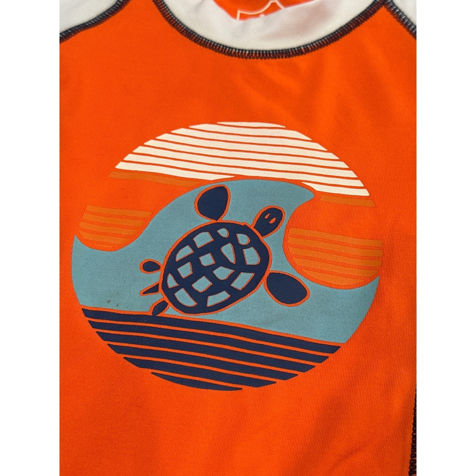 Wes And Willy Rash Guard Boys 12M Orange Navy Sea Turtle UPF 50+ NWT1