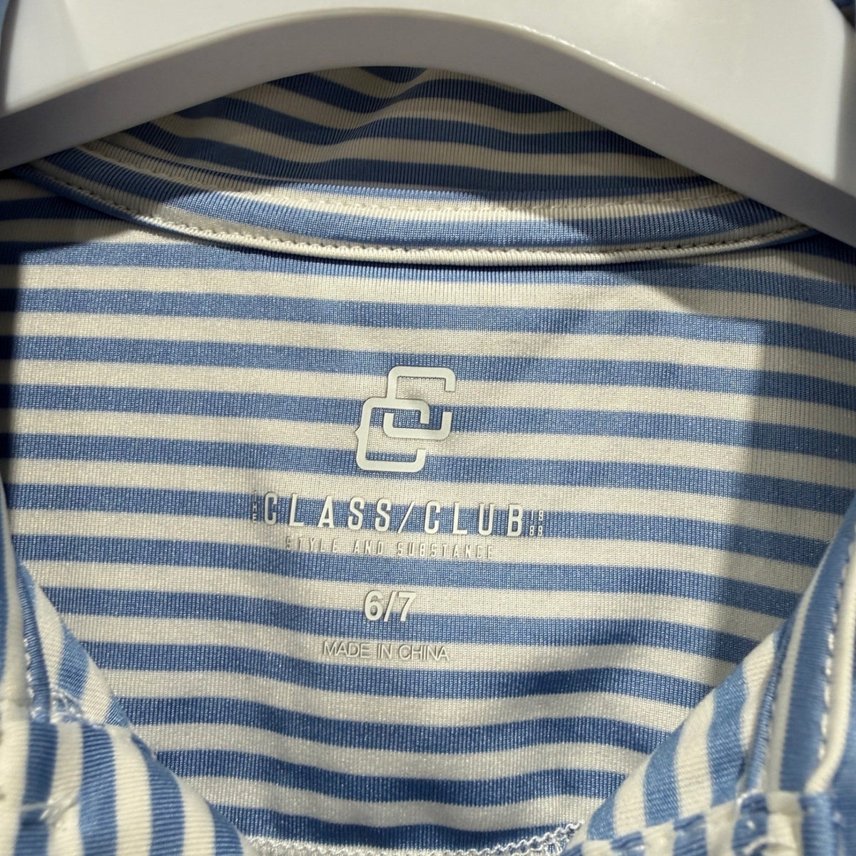 Class Club Polo Shirt Bundle Boys 6/7 Blue Stripe Performance Preppy EUC4