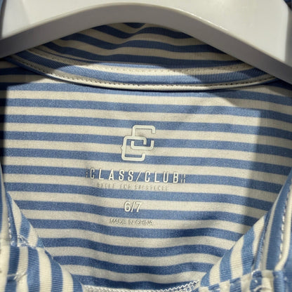 Class Club Polo Shirt Bundle Boys 6/7 Blue Stripe Performance Preppy EUC4