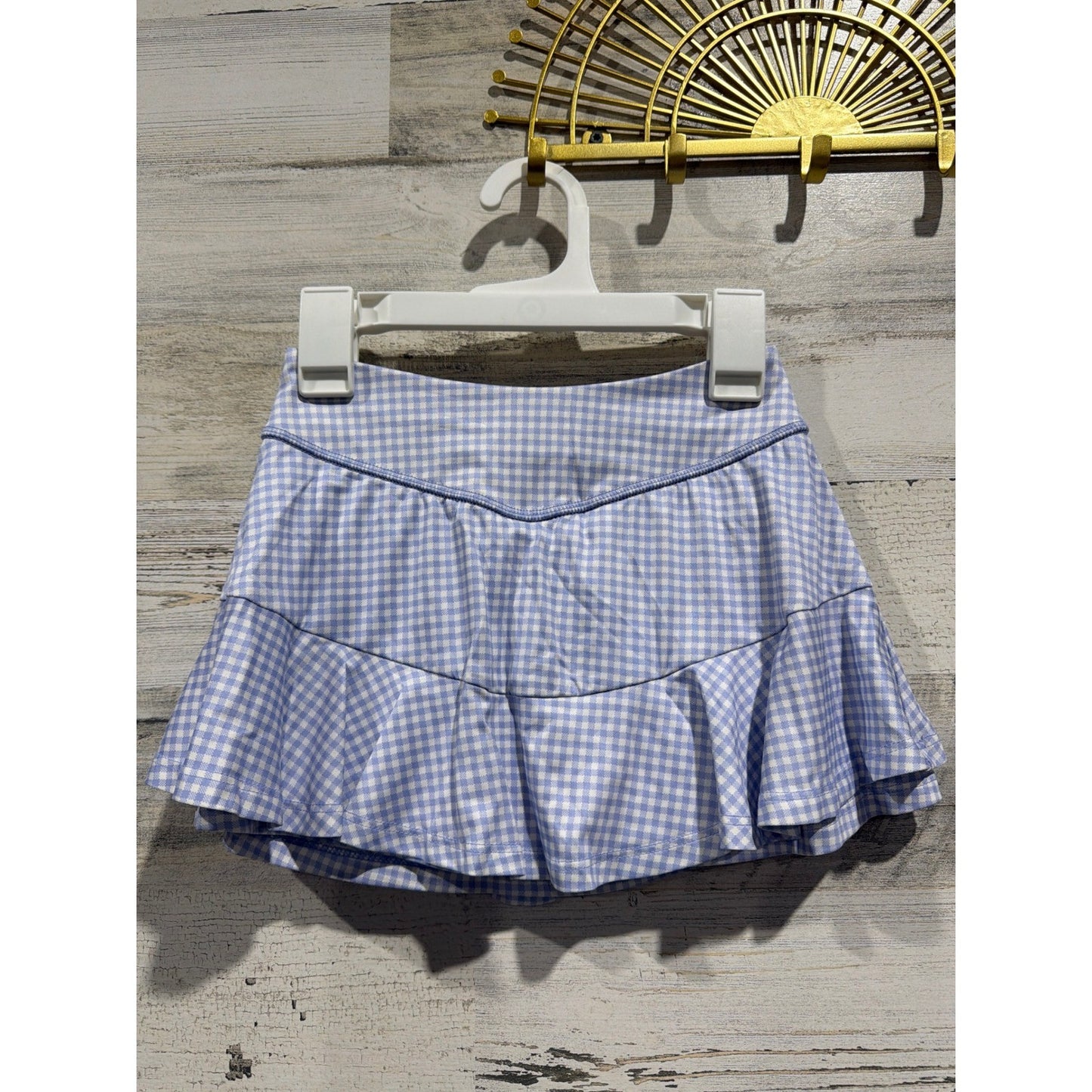 All In Motion Skorts Shorts Girls Small 6/7 Purple Blue Plaid Activewear EUC3
