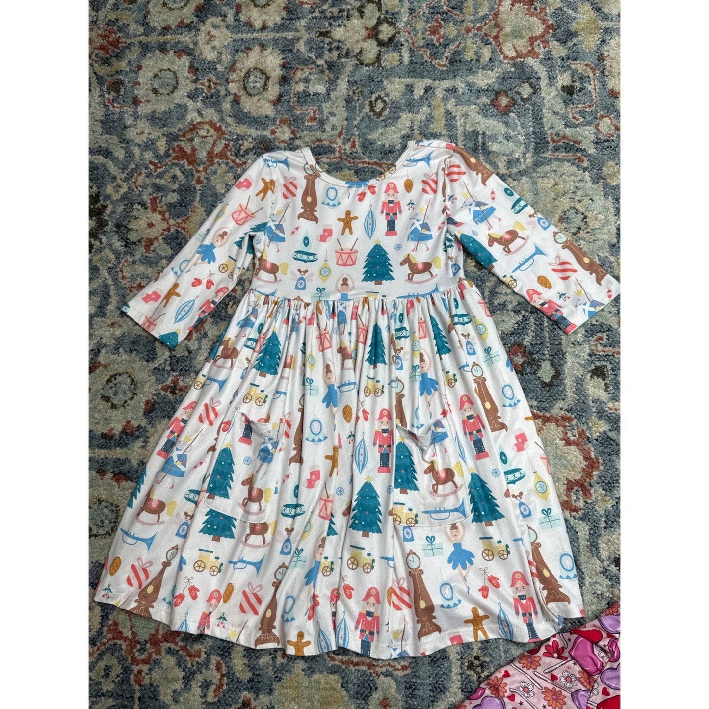 Clover Cottage Mila Rose Dress Bundle Girls 5/6 Pink White Holiday Twirl EUC2