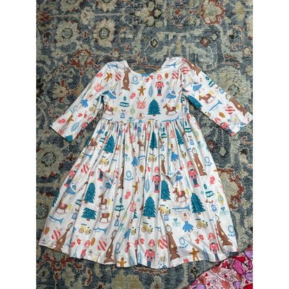 Clover Cottage Mila Rose Dress Bundle Girls 5/6 Pink White Holiday Twirl EUC2