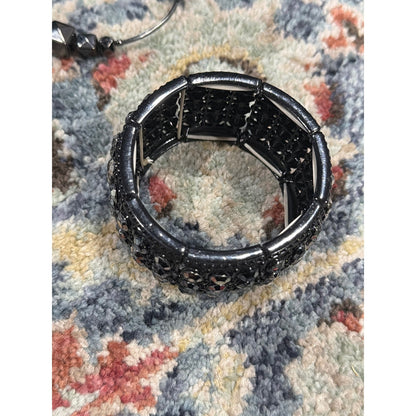 Bracelet Bundle Women Black White Pearl Crystal Beaded Goth EUC2